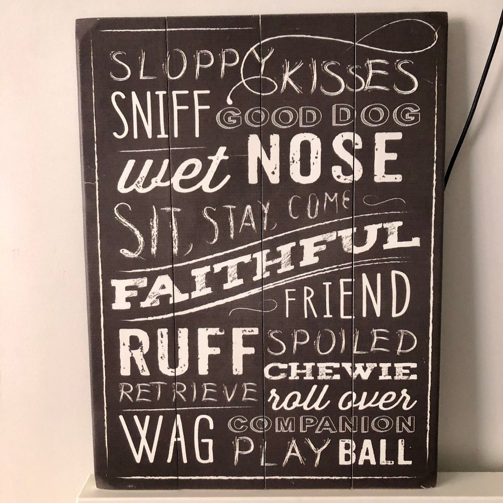 NWT: Happy Dog Words Wooden Wall Decor
